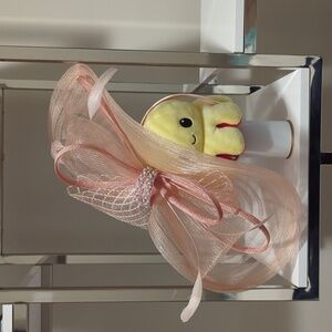 EUC GIOVANNIO Peach Bow Fascinator with Pearl And Beaded Accents